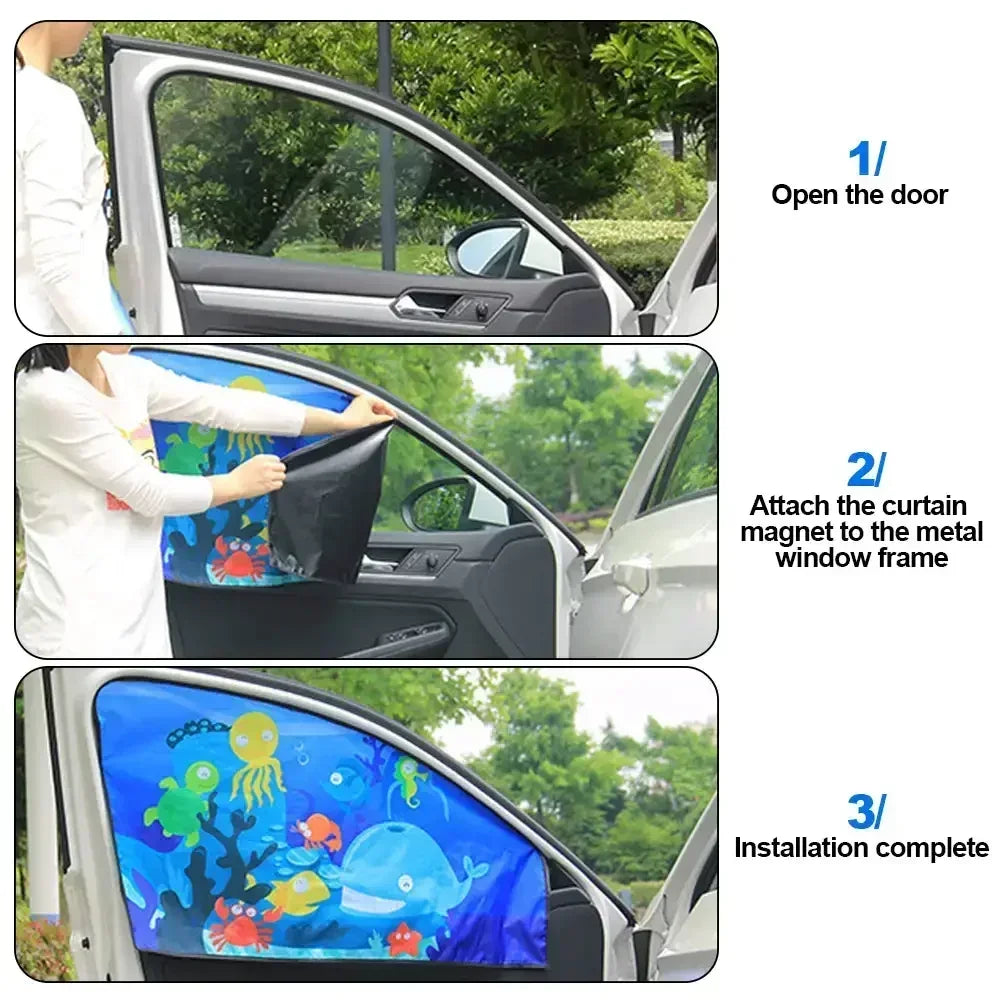 Pare-Soleil Voiture Magnétique — Motif Cartoon