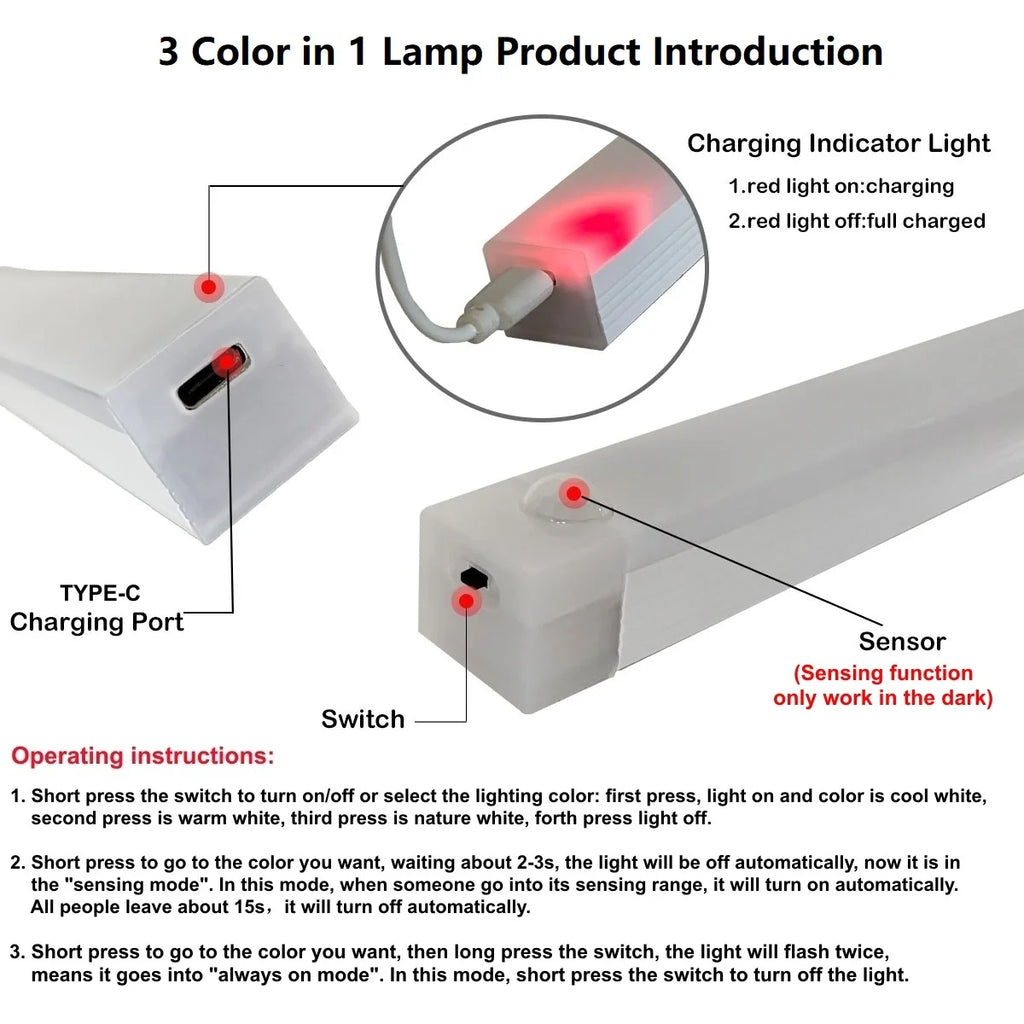 Barre LED avec Détecteur de Mouvement — Rechargeable